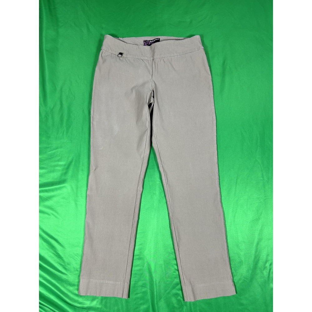 Peck & Peck Women's Khaki Tan Stretch Straight Leg Trousers Size 10